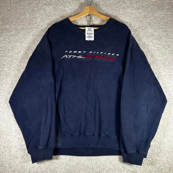Tommy Hilfiger Other - Y2K Tommy Hilfiger athletics navy blue embroidered crewneck sweatshirt Size XL